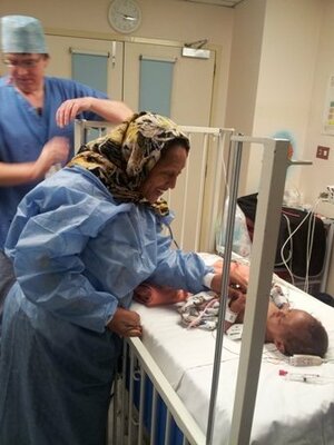 Ahmed with his mother